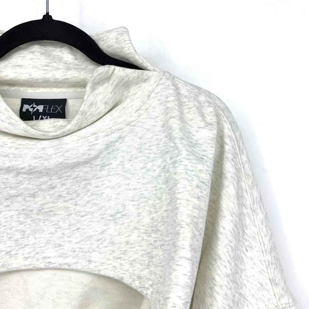 Popflex Mockneck Shruggie Cropped Pullover Sweatshirt Womens L/XL Heather Gray - Picture 3 of 7